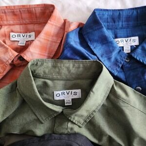 Orvis Mens Short Sleeve Button Down Shirt 3 Pack Plaid Solid Large 1494392 Hike